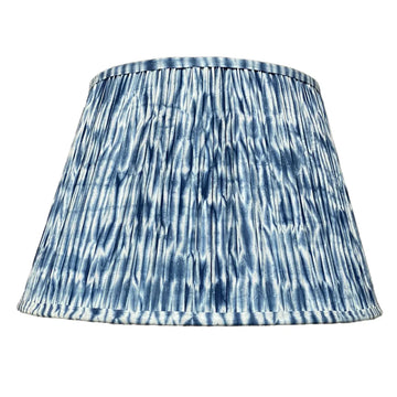 14" Hand-Blocked Cotton Lamp Shade, Indigo Moire