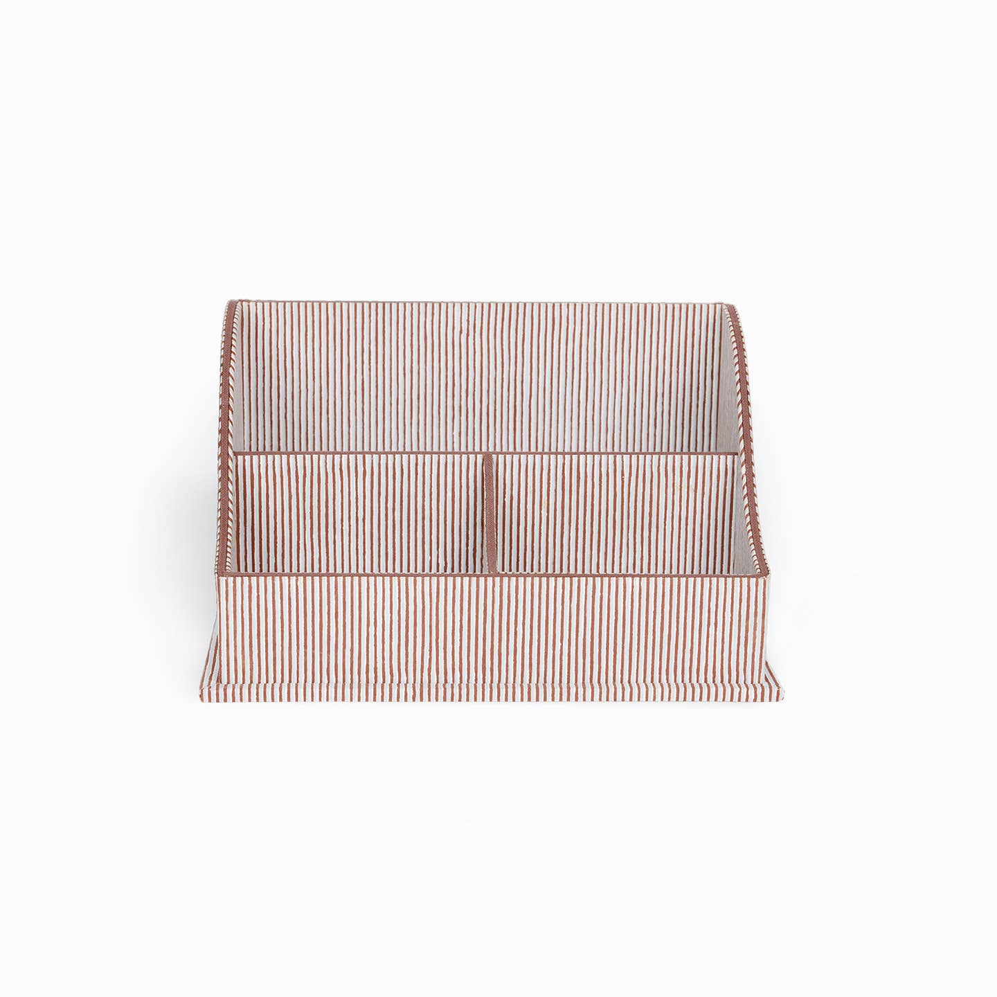 Block-Printed Letter Holder, Brown Pinstripe
