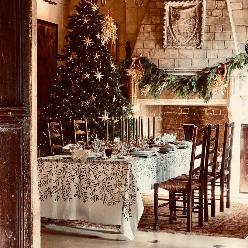 Summerill & Bishop Mistletoe Linen Tablecloth