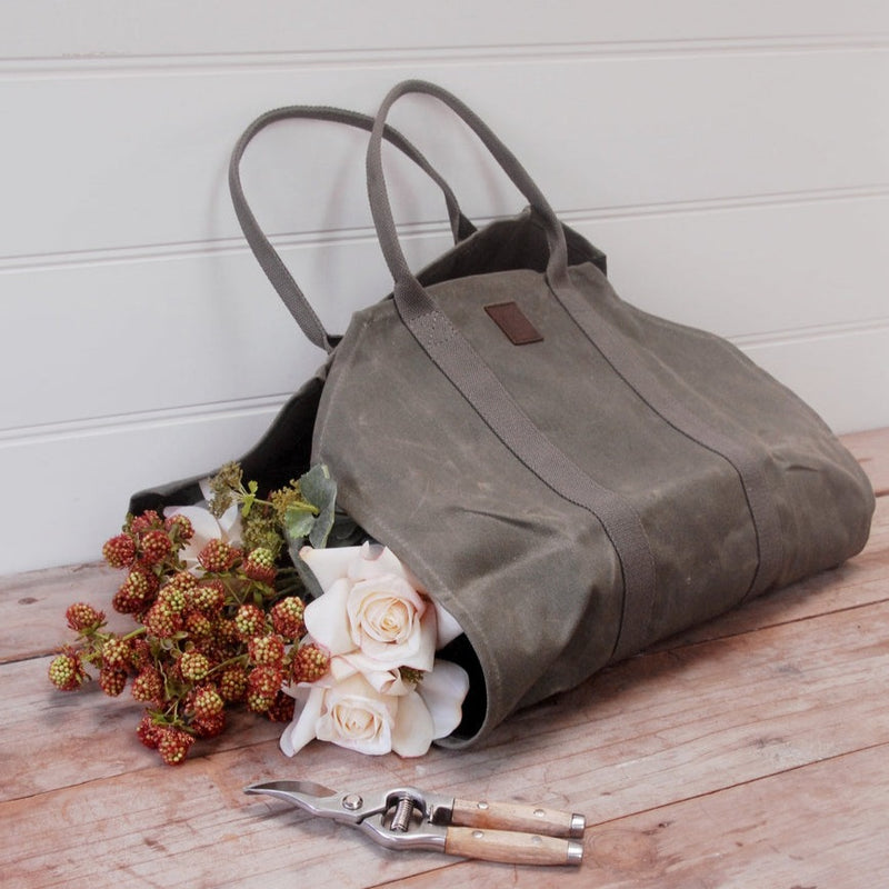Waxed Canvas Wood & Flower Carrier