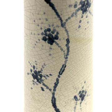Extraordinarily Tall Vase in Crackle Glaze With Floral Motif
