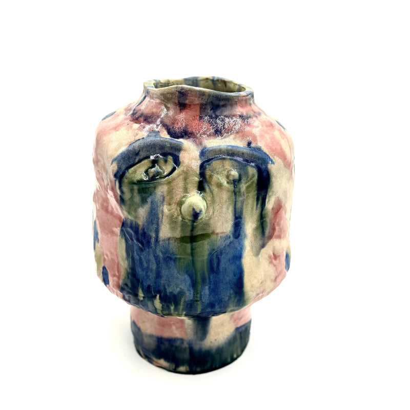Large Mientje Vase, Blue, Green & Rose