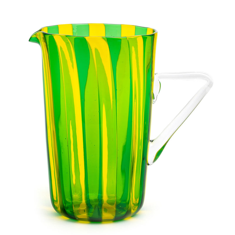 Murano Glass Pitcher, Green & Yellow