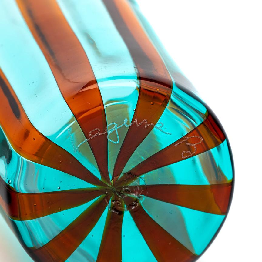 Tall Murano Glass Tumbler, Marine Green & Amber