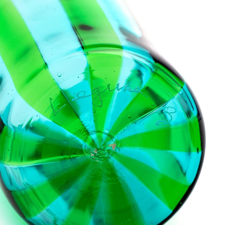 Tall Murano Glass Tumbler, Marine Green & Aquamarine