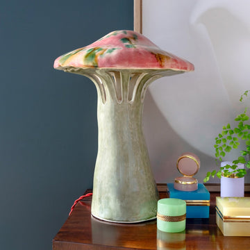 "Shroom Lamp, Pink, Blue, Green