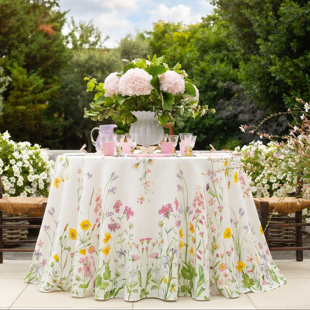 Summerill & Bishop Our June Round Linen Tablecloth