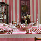Summerill & Bishop Stripe in White & Rose Pink Linen Napkins