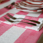 Summerill & Bishop Stripe in White & Rose Pink Linen Napkins