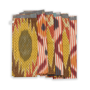 Set of 6 Hand Blocked Napkins in Rusted Sunflower Slate