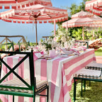 Summerill & Bishop 'Stripe in White & Pink' Linen Tablecloth