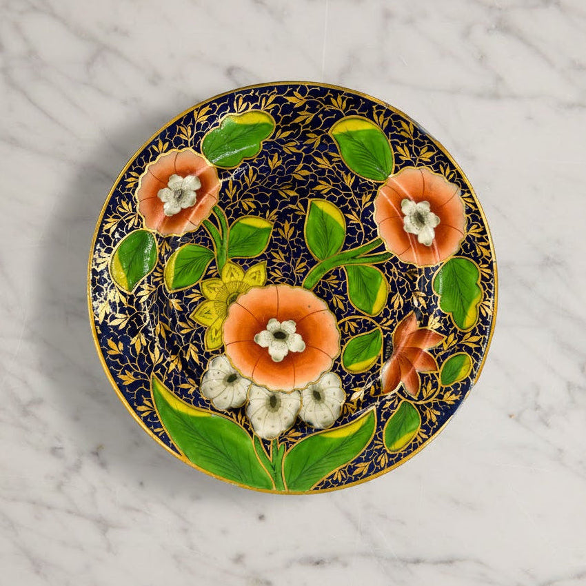 Coalport Porcelain Plate in Gilt Botanical Pattern