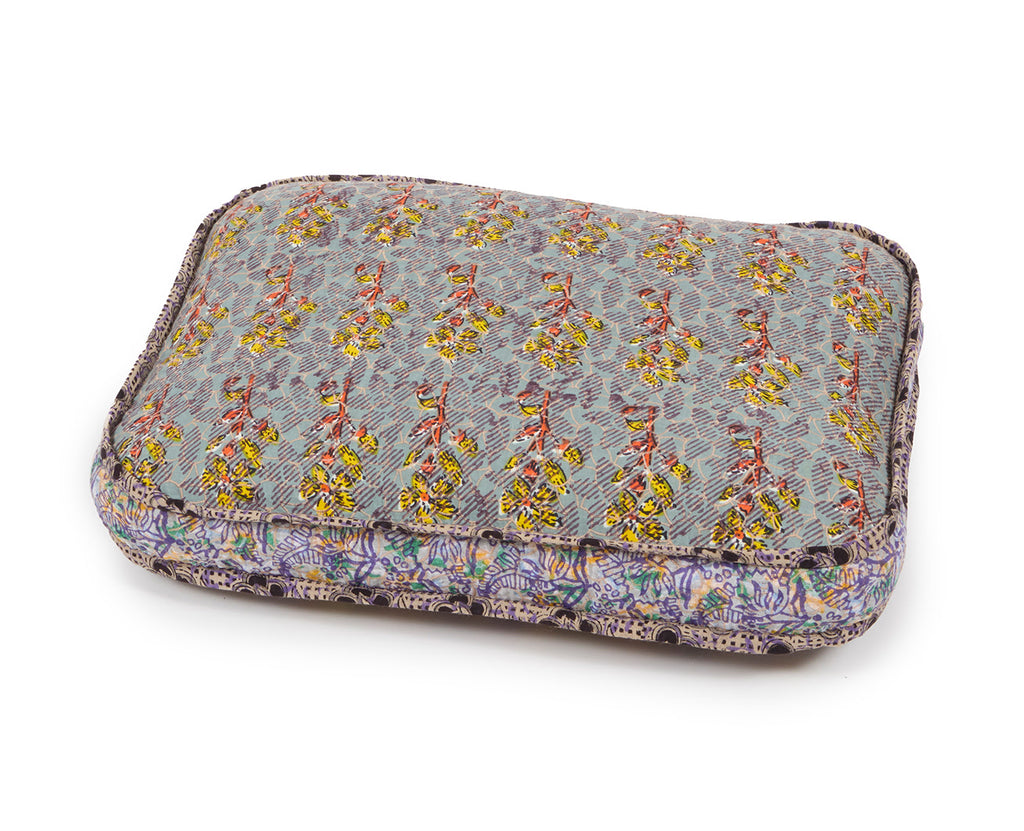 Hand-blocked Pillow in Daffodil Topaz Mist, Rectangle