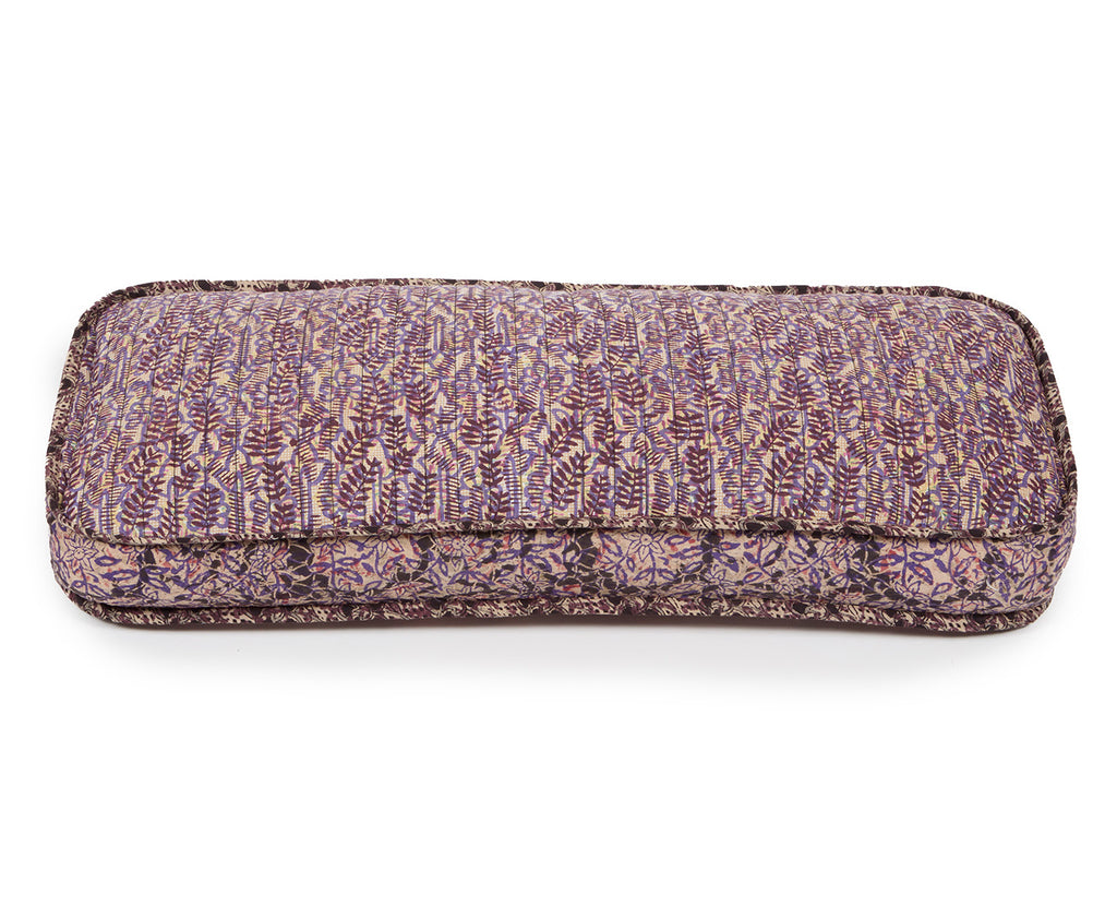 Hand-blocked Pillow in Lavender Twilight Tulip, Long Rectangle
