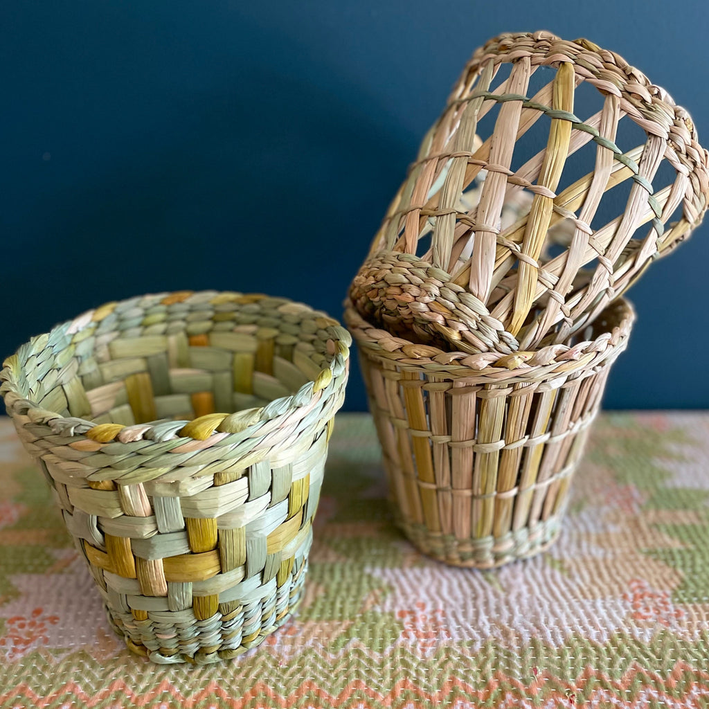 Handwoven English River Rush Cachepot, Basketweave