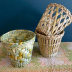 Handwoven English River Rush Cachepot, Basketweave