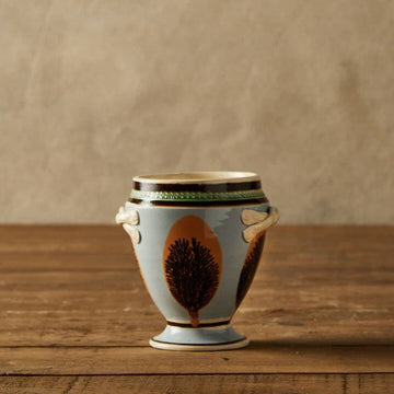 Mochaware Urn Vase, Blue