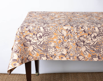 Linen Tablecloth in "Potager," Rust