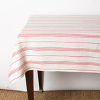 Linen Tablecloth in Raspberry Stripe