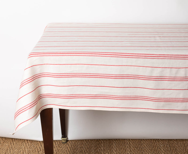 Linen Tablecloth in Raspberry Stripe