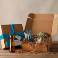 Hand Blown Bulb Vase Gift Set, Amber & Aquamarine
