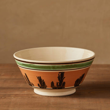 Large Mochaware Bowl, Seaweed Pattern Persimmon